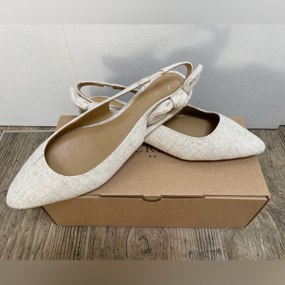 J.Crew Bow Sling Back Flats NEW Gold Sz 8 women’s